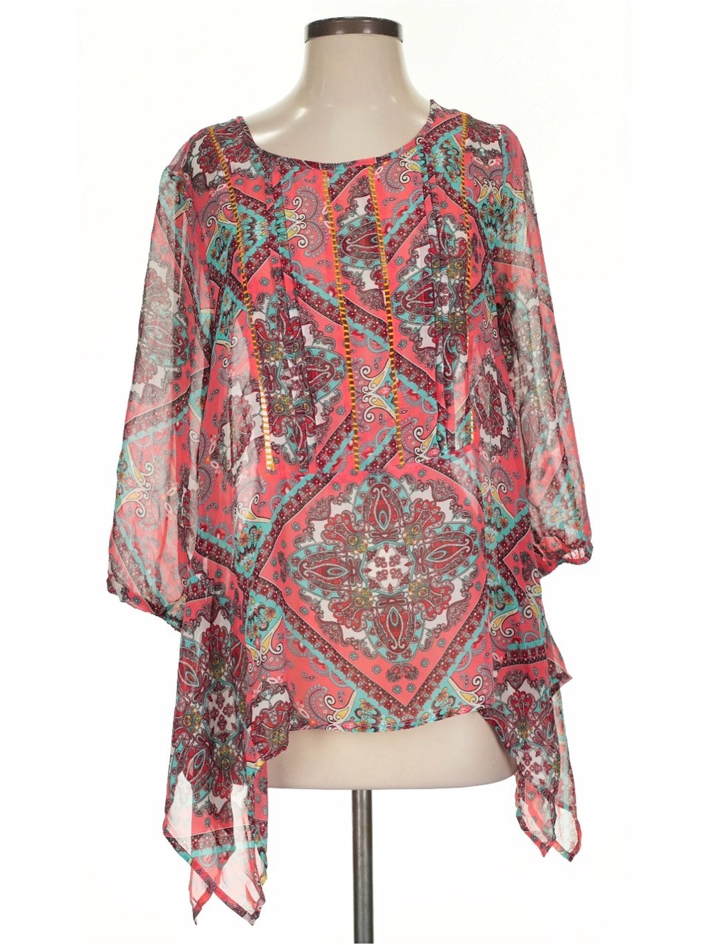 Umgee NWT Pink & Teal Boho Blouse